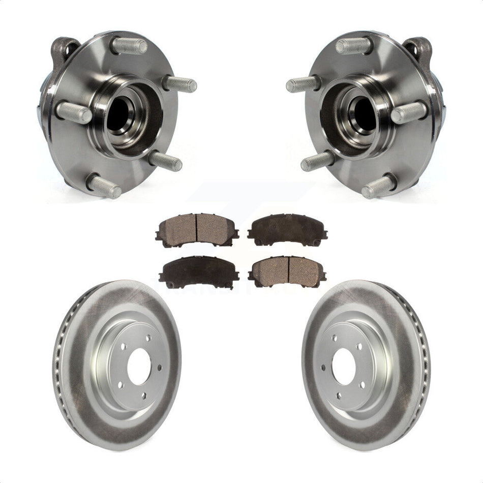 Front Hub Bearing Assembly With Coated Disc Brake Rotors And Semi-Metallic Pads Kit For INFINITI Q50 QX50 Q60 KBB-103724