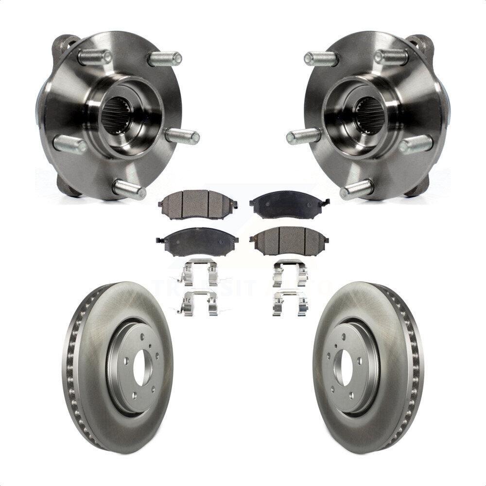 Front Hub Bearing Assembly Coated Disc Brake Rotor & Pads Kit For INFINITI FX35 FX37 FX45 KBB-103727