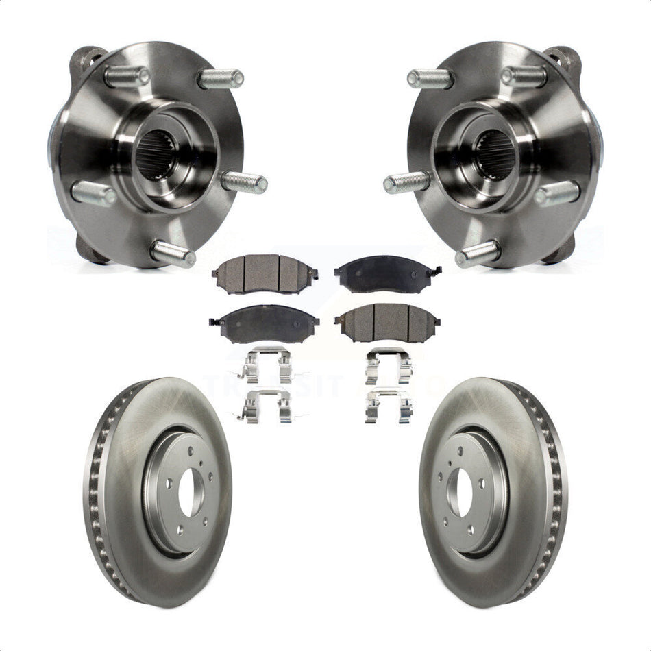 Front Hub Bearing Assembly Coated Disc Brake Rotor & Pads Kit For INFINITI FX35 FX37 FX45 KBB-103727
