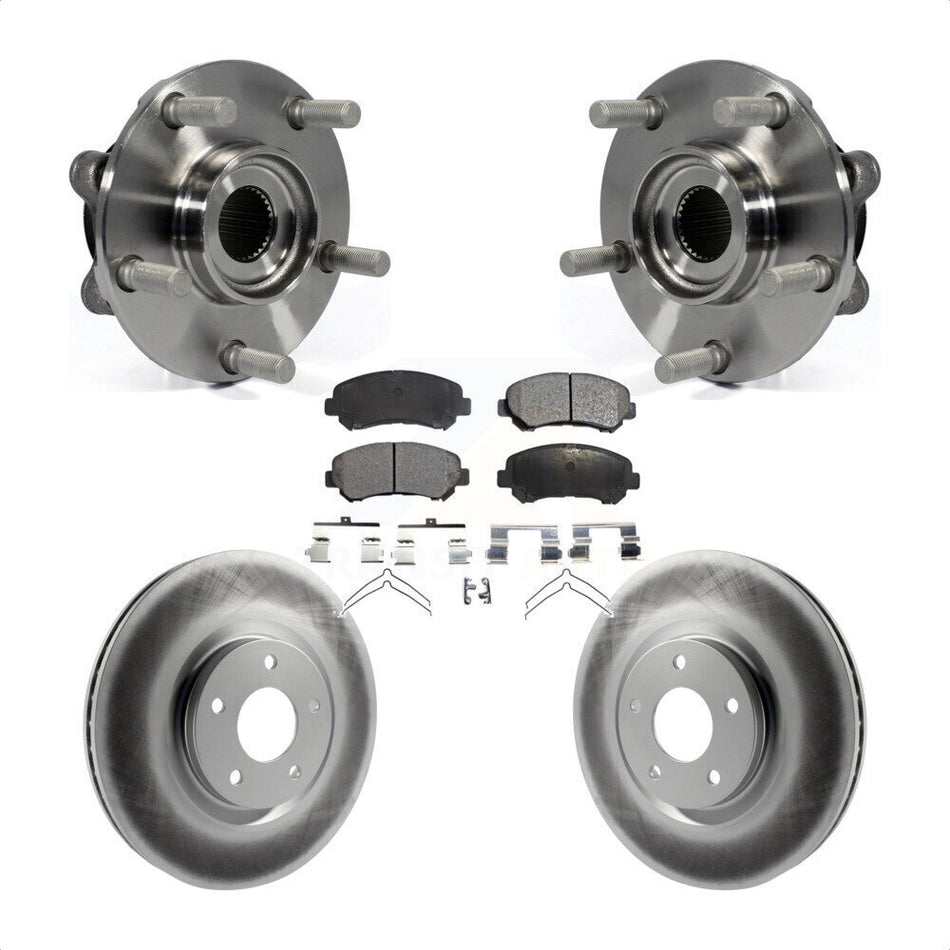 Front Hub Bearing Assembly With Coated Disc Brake Rotors And Semi-Metallic Pads Kit For 2014-2017 Nissan Juke Nismo RS KBB-103729
