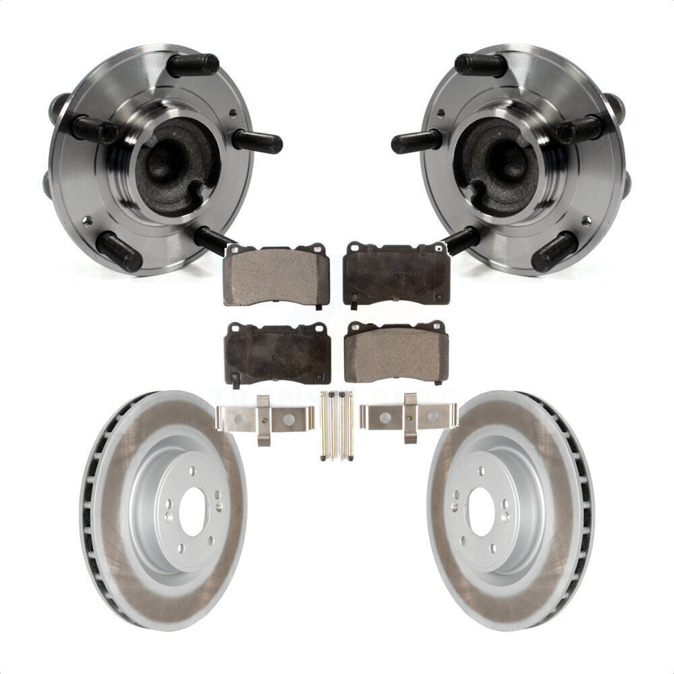 Front Hub Bearing Assembly With Coated Disc Brake Rotors And Semi-Metallic Pads Kit For Hyundai Genesis Coupe KBB-103734