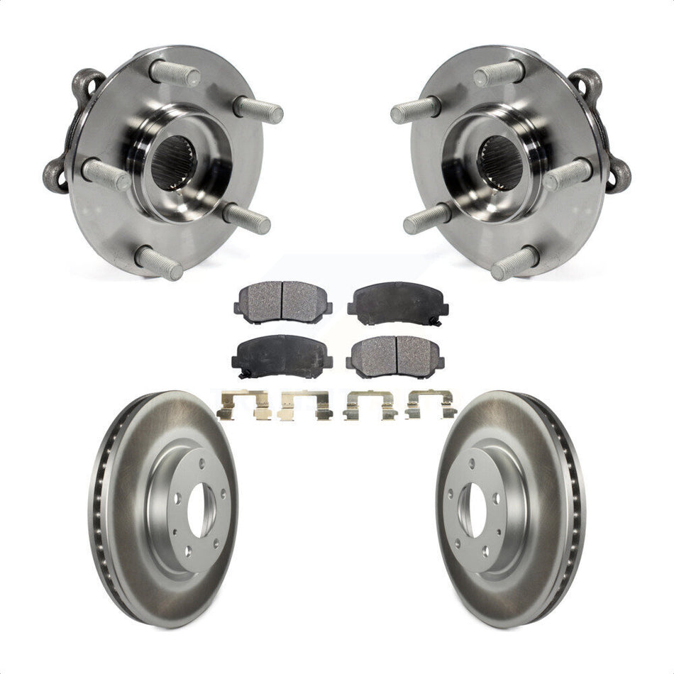 Front Hub Bearing Assembly With Coated Disc Brake Rotors And Semi-Metallic Pads Kit For 2013-2015 Mazda CX-5 KBB-103737