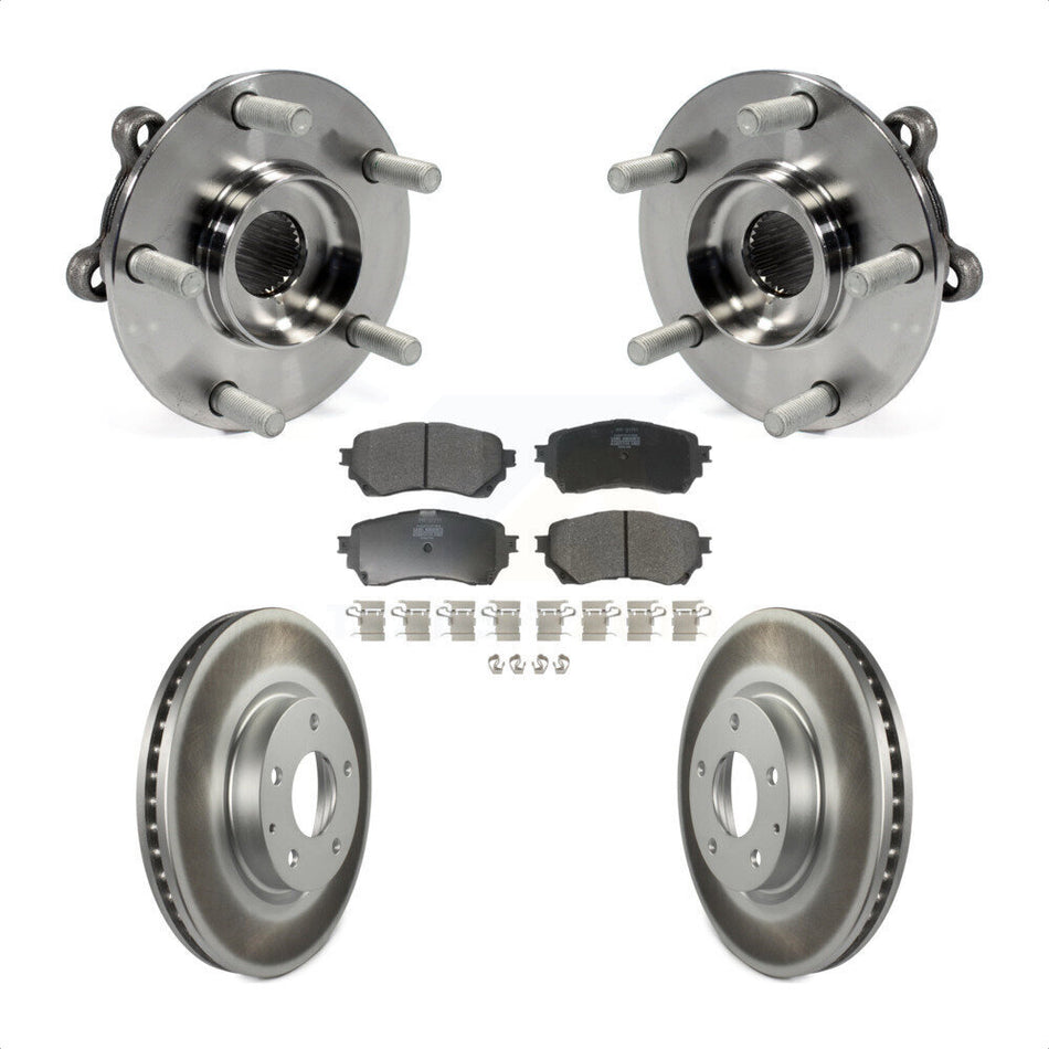 Front Hub Bearing Assembly With Coated Disc Brake Rotors And Semi-Metallic Pads Kit For Mazda 6 KBB-103738