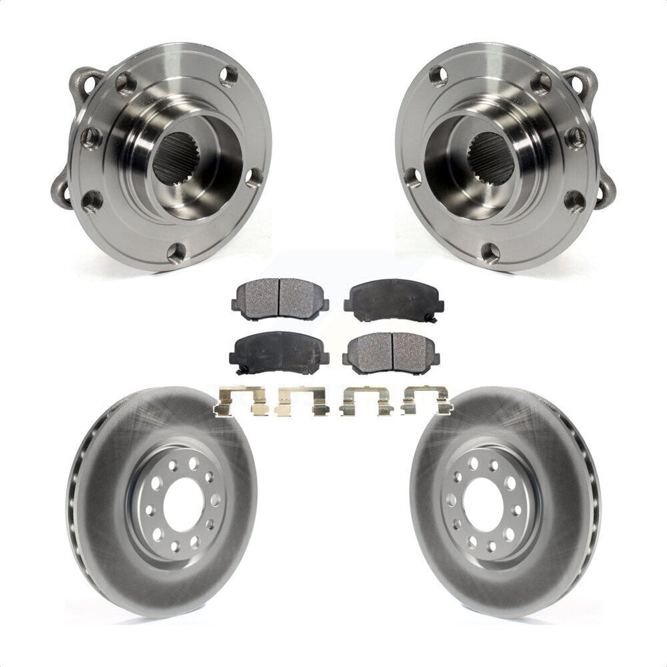 Front Hub Bearing Assembly With Coated Disc Brake Rotors And Semi-Metallic Pads Kit For Dodge Dart Chrysler 200 KBB-103740