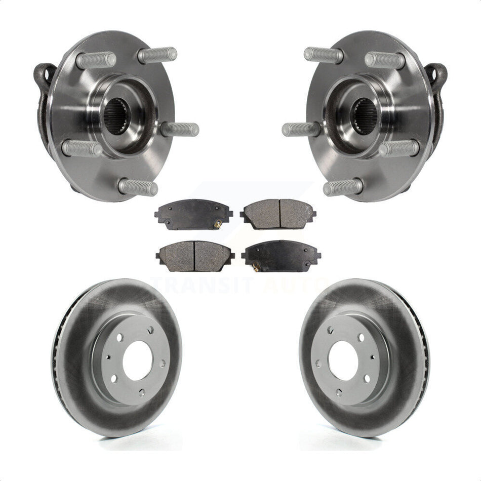 Front Hub Bearing Assembly With Coated Disc Brake Rotors And Semi-Metallic Pads Kit For 2016-2021 Mazda CX-3 FWD KBB-103747