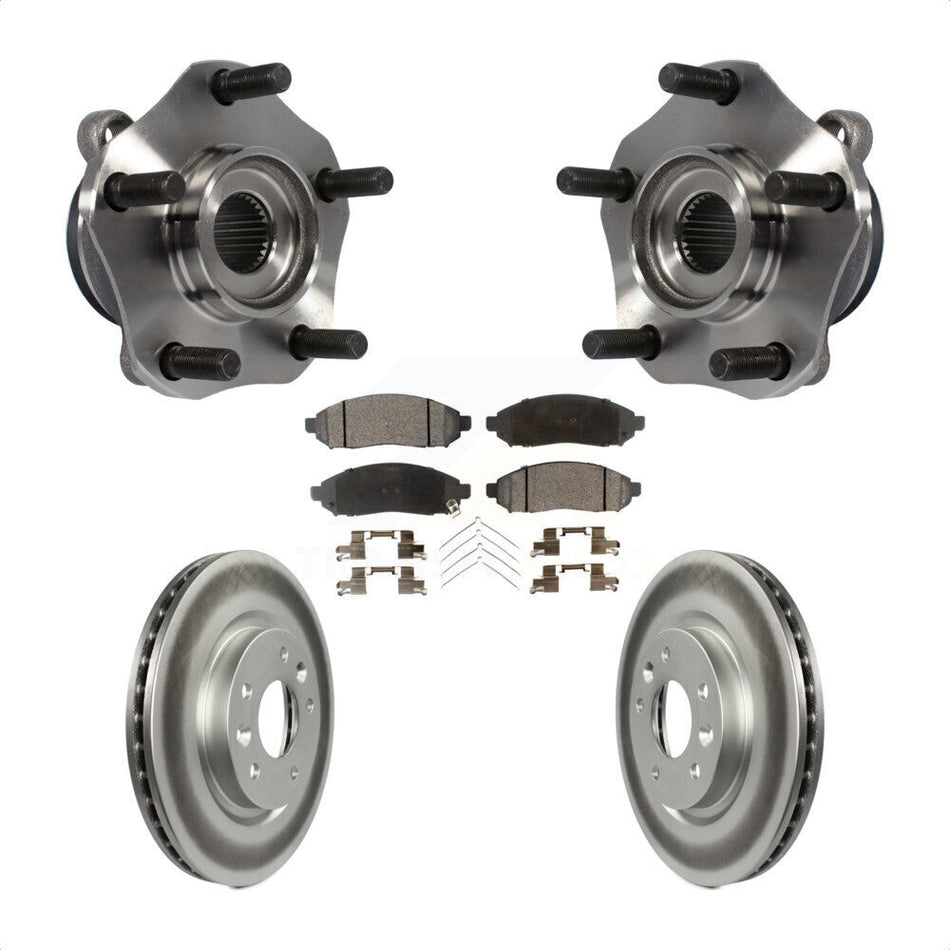 Front Hub Bearing Assembly With Coated Disc Brake Rotors And Semi-Metallic Pads Kit For 2015 Nissan LEAF Vehicles Manufactured In Japan KBB-103755