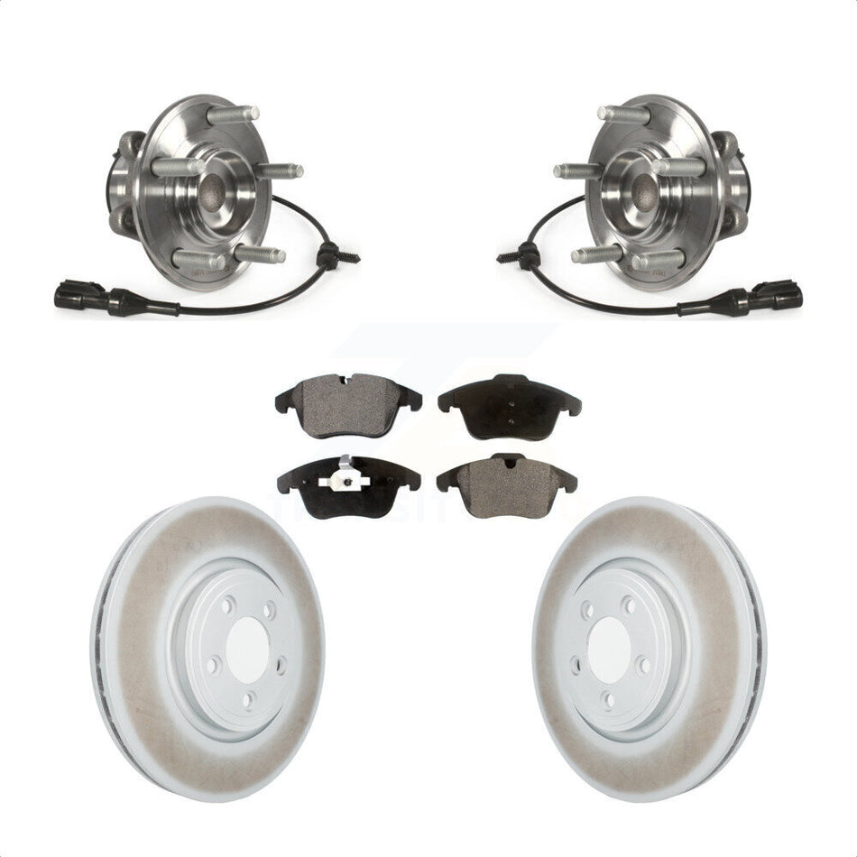 Front Hub Bearing Assembly With Coated Disc Brake Rotors And Semi-Metallic Pads Kit For Jaguar XF S-Type KBB-103757