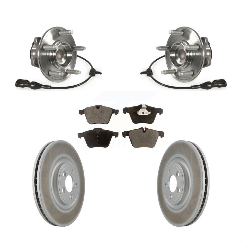 Front Hub Bearing Assembly With Coated Disc Brake Rotors And Semi-Metallic Pads Kit For Jaguar XF XJ XK KBB-103758