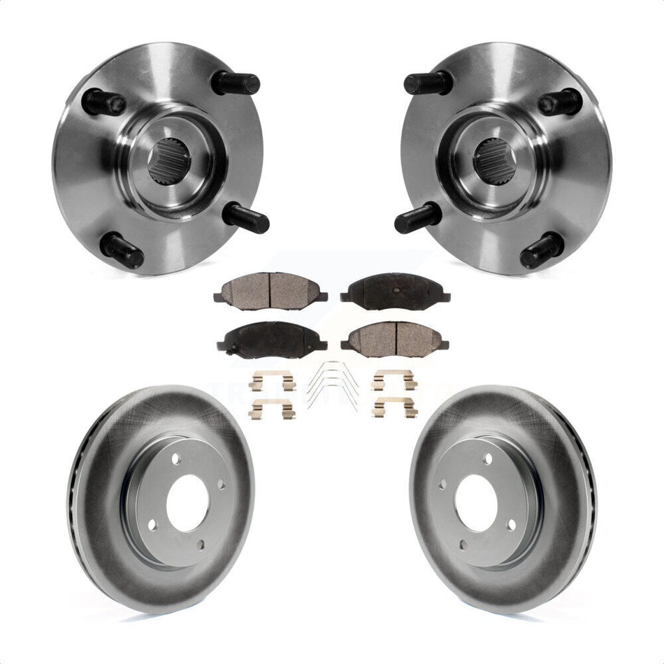 Front Hub Bearing Assembly With Coated Disc Brake Rotors And Semi-Metallic Pads Kit For 2008 Nissan Versa 4-Wheel ABS KBB-103759