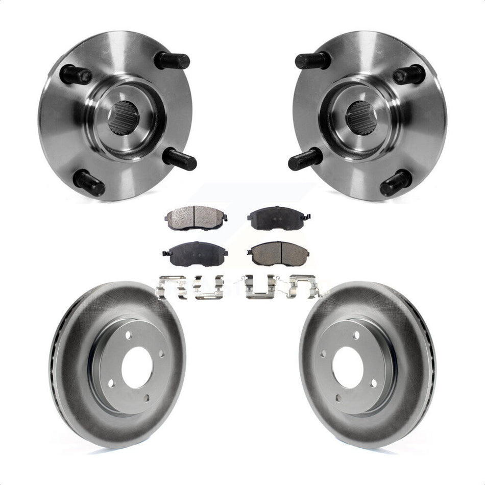 Front Hub Bearing Assembly With Coated Disc Brake Rotors And Semi-Metallic Pads Kit For Nissan Versa KBB-103760