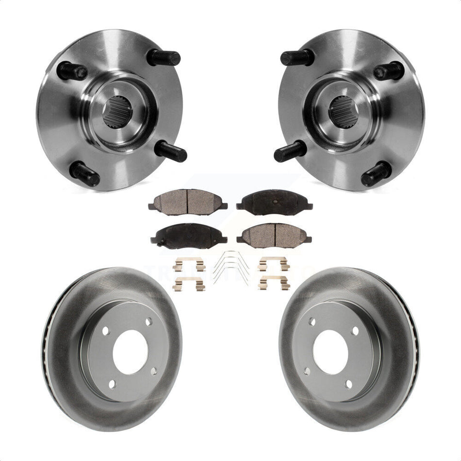 Front Hub Bearing Assembly With Coated Disc Brake Rotors And Semi-Metallic Pads Kit For 2009-2011 Nissan Versa 1.6L with 4-Wheel ABS KBB-103761