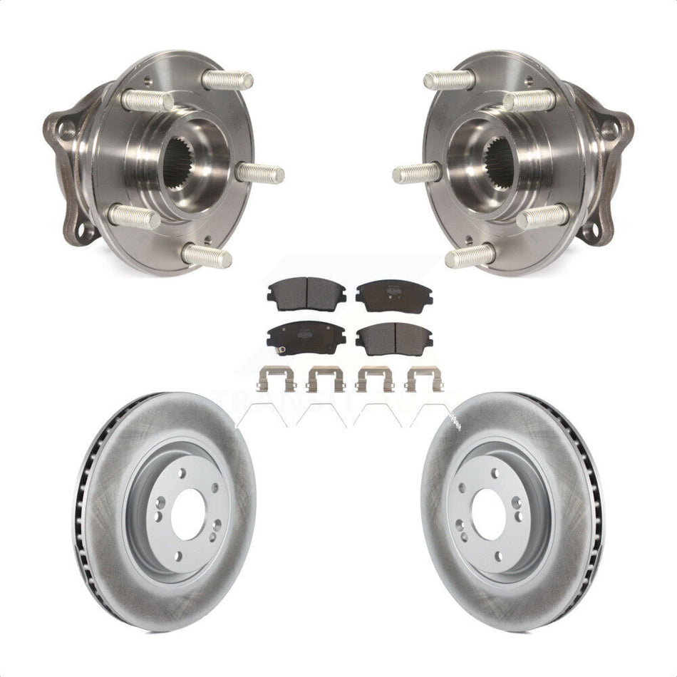Front Hub Bearing Assembly With Coated Disc Brake Rotors And Semi-Metallic Pads Kit For 2017-2021 Kia Sportage Turbocharged KBB-103765