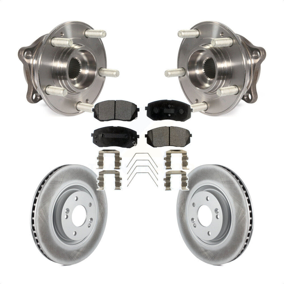 Front Hub Bearing Assembly With Coated Disc Brake Rotors And Semi-Metallic Pads Kit For Hyundai Sonata Kia Optima KBB-103766