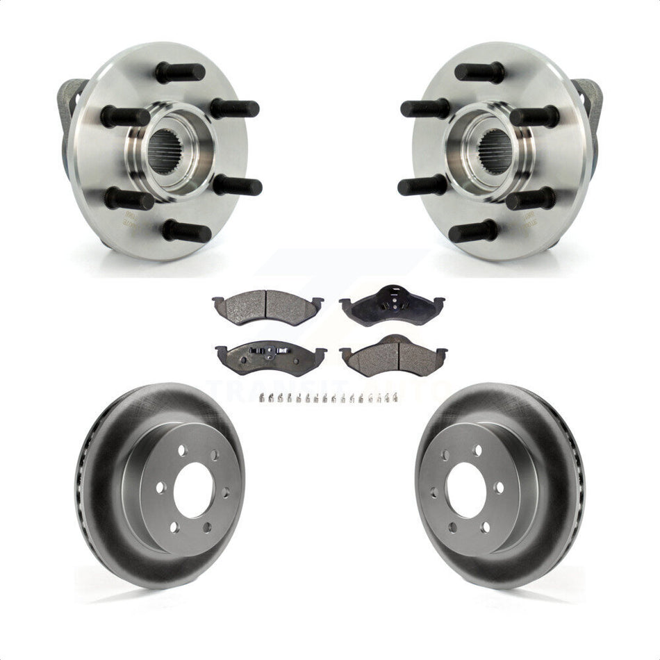Front Hub Bearing Assembly With Coated Disc Brake Rotors And Semi-Metallic Pads Kit For Dodge Dakota Durango KBB-103774
