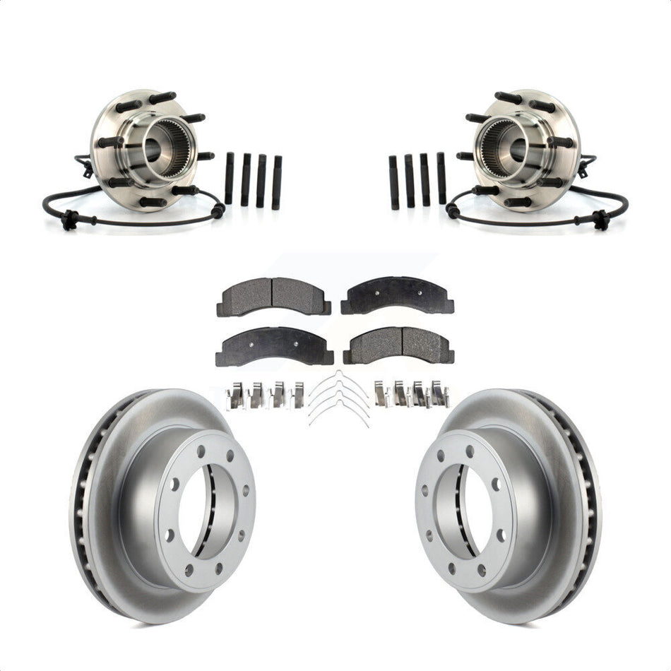 Front Hub Bearing Assembly With Coated Disc Brake Rotors And Semi-Metallic Pads Kit For Ford Excursion 4WD KBB-103779