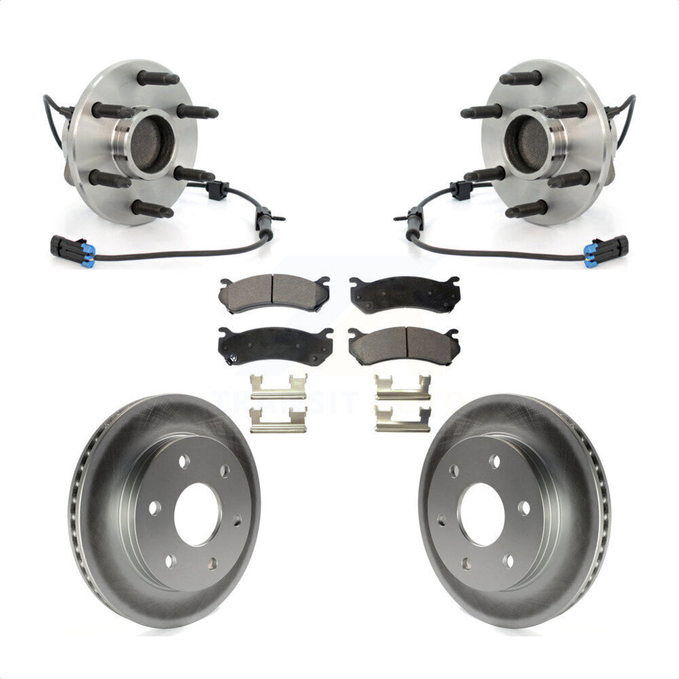 Front Hub Bearing Assembly With Coated Disc Brake Rotors And Semi-Metallic Pads Kit For 2003-2005 Chevrolet Astro GMC Safari RWD KBB-103792