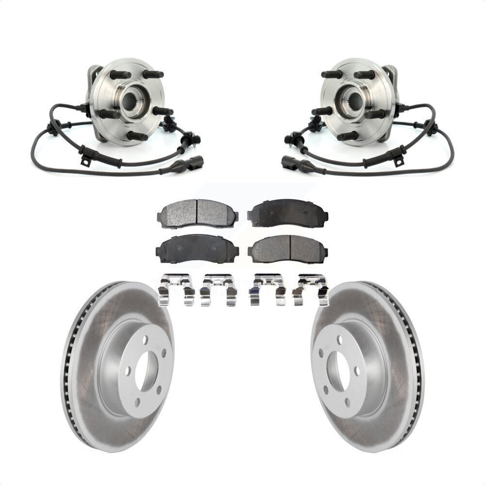 Front Hub Bearing Assembly With Coated Disc Brake Rotors And Semi-Metallic Pads Kit For Ford Ranger Explorer Sport Trac Mazda B4000 4WD KBB-103798