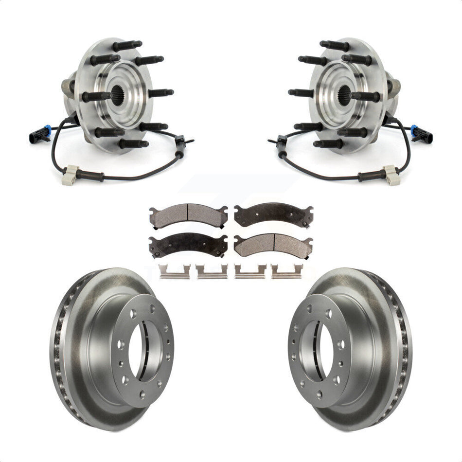 Front Hub Bearing Assembly With Coated Disc Brake Rotors And Pads Kit For Chevrolet Silverado 2500 HD GMC Sierra Hummer H2 Classic 1500 3500 Suburban Yukon XL Avalanche KBB-103804