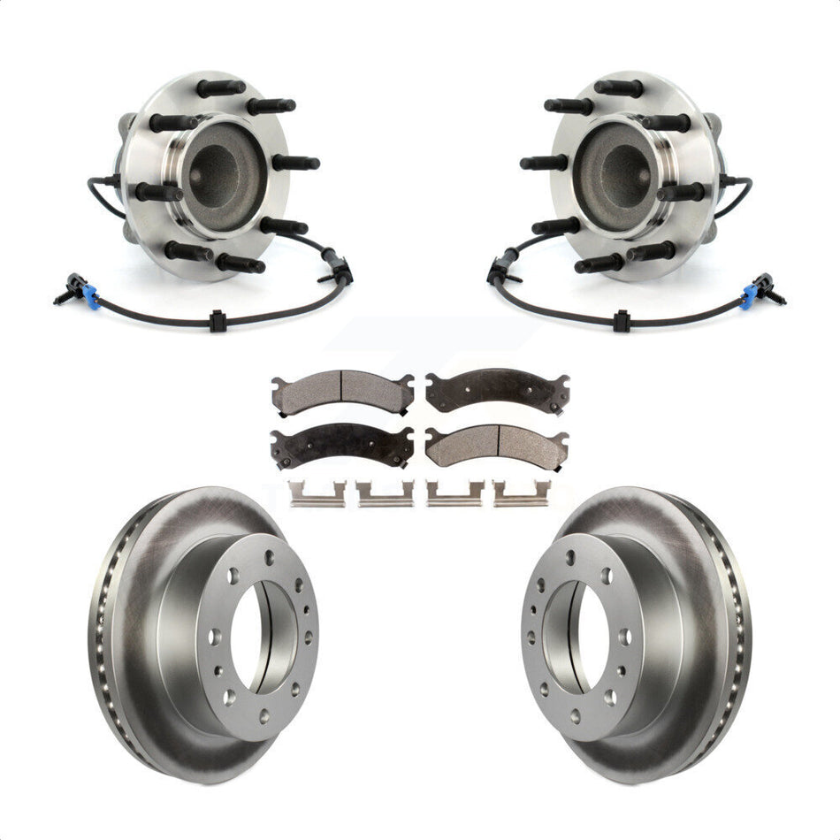 Front Hub Bearing Assembly With Coated Disc Brake Rotors And Semi-Metallic Pads Kit For 2009-2015 Chevrolet Express 4500 GMC Savana Under 9600 Lb GVW KBB-103808
