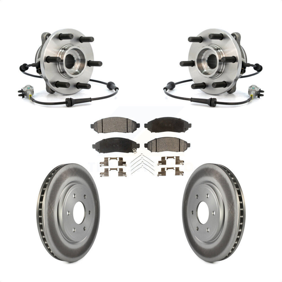 Front Hub Bearing Assembly With Coated Disc Brake Rotors And Semi-Metallic Pads Kit For Nissan Frontier Pathfinder Xterra Suzuki Equator KBB-103816