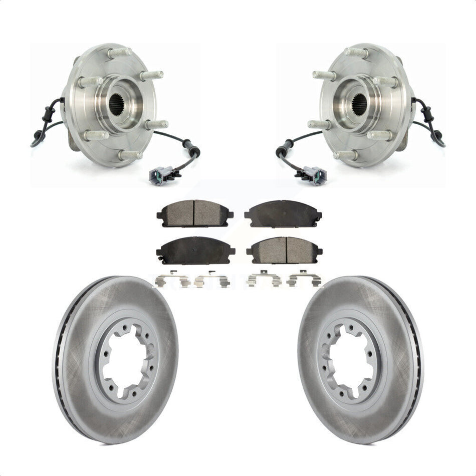 Front Hub Bearing Assembly With Coated Disc Brake Rotors And Semi-Metallic Pads Kit For 2004 Nissan Pathfinder KBB-103818