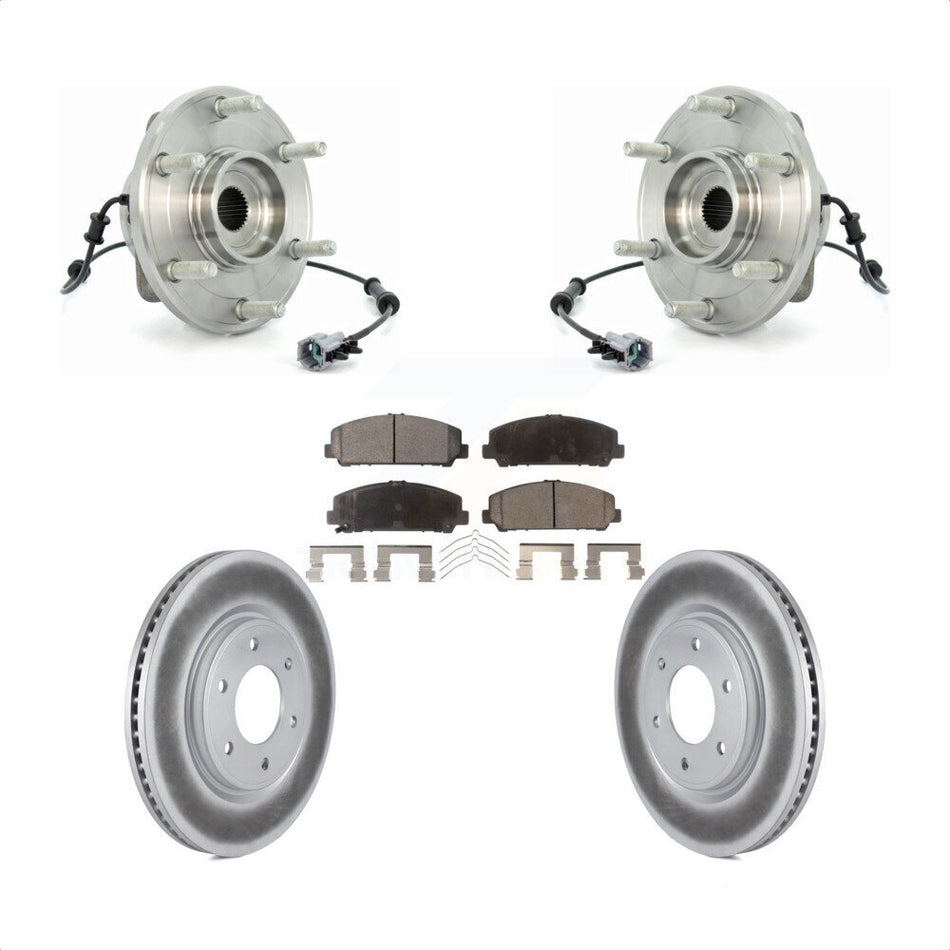 Front Hub Bearing Assembly With Coated Disc Brake Rotors And Semi-Metallic Pads Kit For 2007 INFINITI QX56 From 04 07 KBB-103819