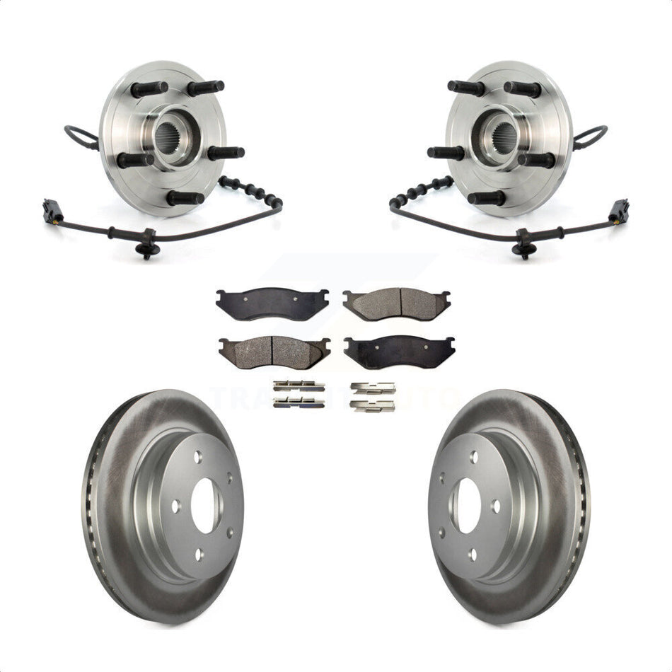 Front Hub Bearing Assembly With Coated Disc Brake Rotors And Semi-Metallic Pads Kit For Dodge Ram 1500 KBB-103825
