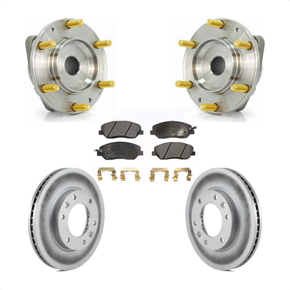 Front Hub Bearing Assembly With Coated Disc Brake Rotors And Semi-Metallic Pads Kit For Kia Sedona Hyundai Entourage KBB-103841
