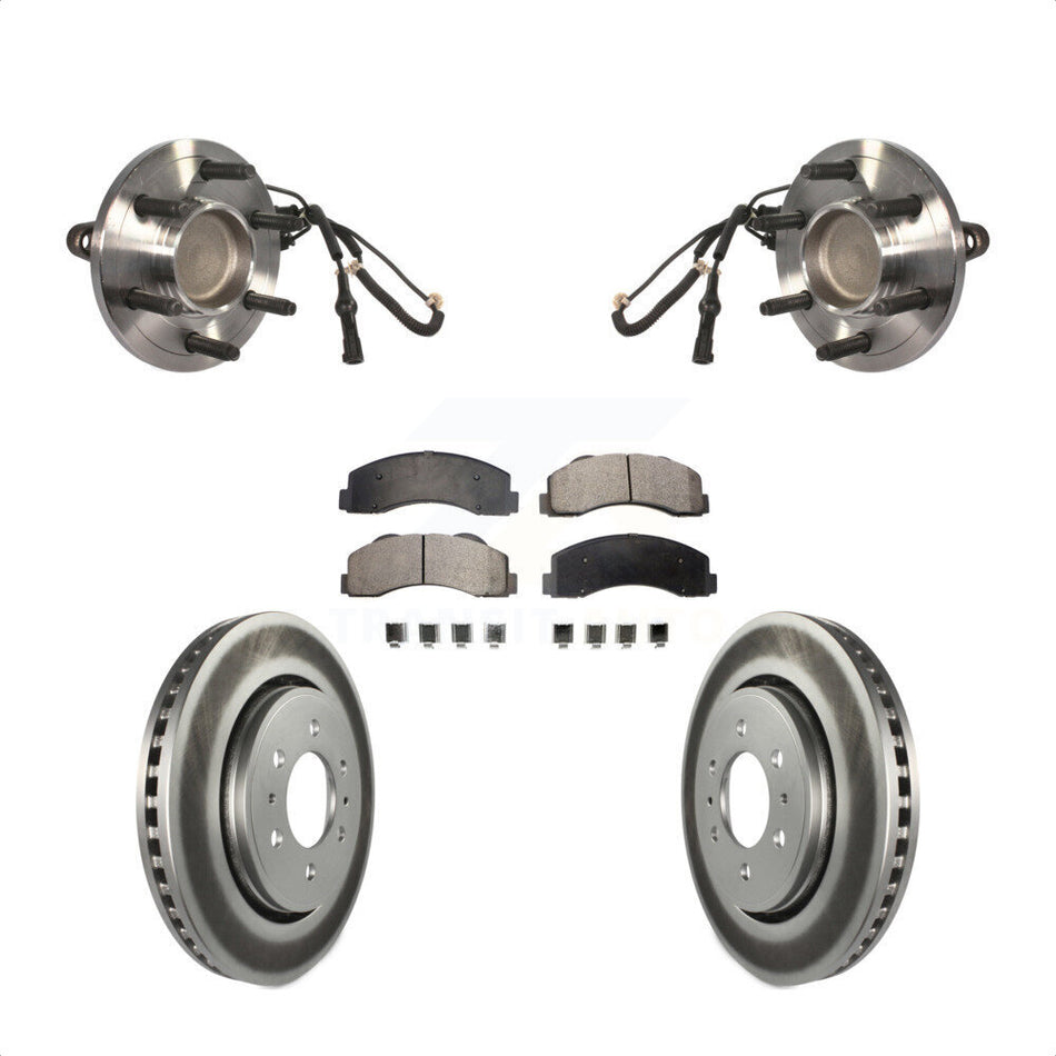 Front Hub Bearing Assembly With Coated Disc Brake Rotors And Semi-Metallic Pads Kit For 2010-2010 Ford Expedition Lincoln Navigator RWD KBB-103843