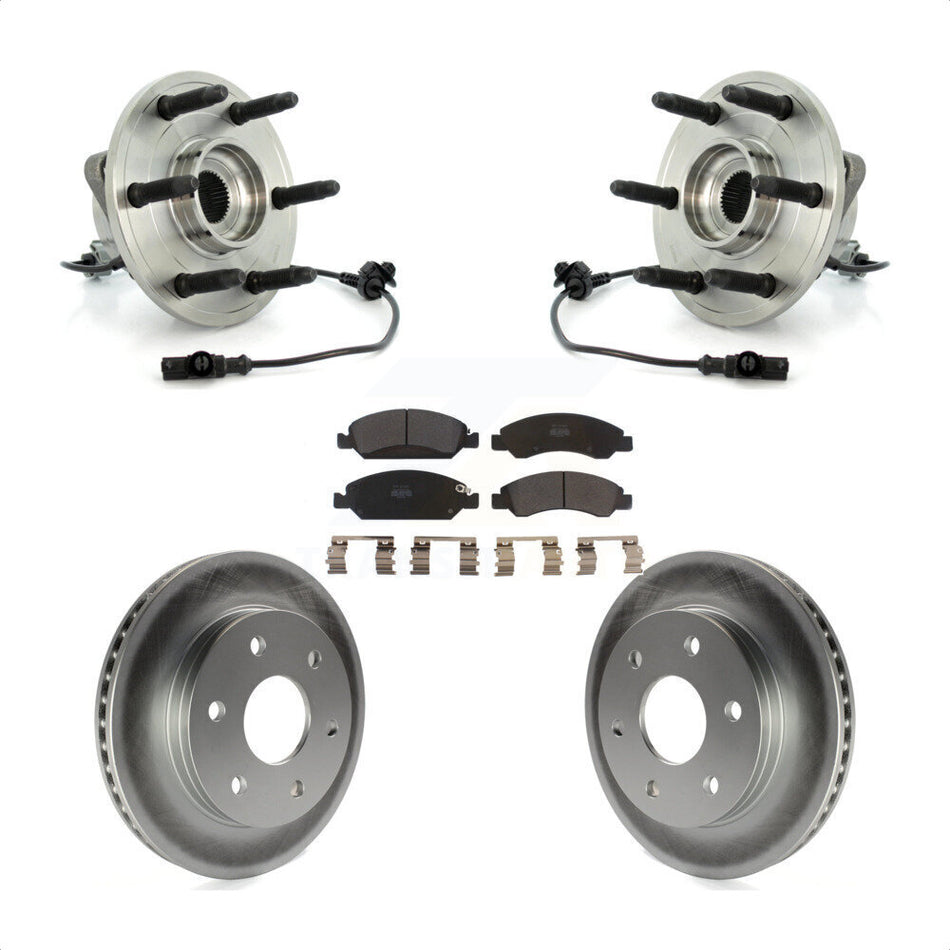 Front Hub Bearing Assembly With Coated Disc Brake Rotors And Semi-Metallic Pads Kit For GMC Sierra 1500 KBB-103846