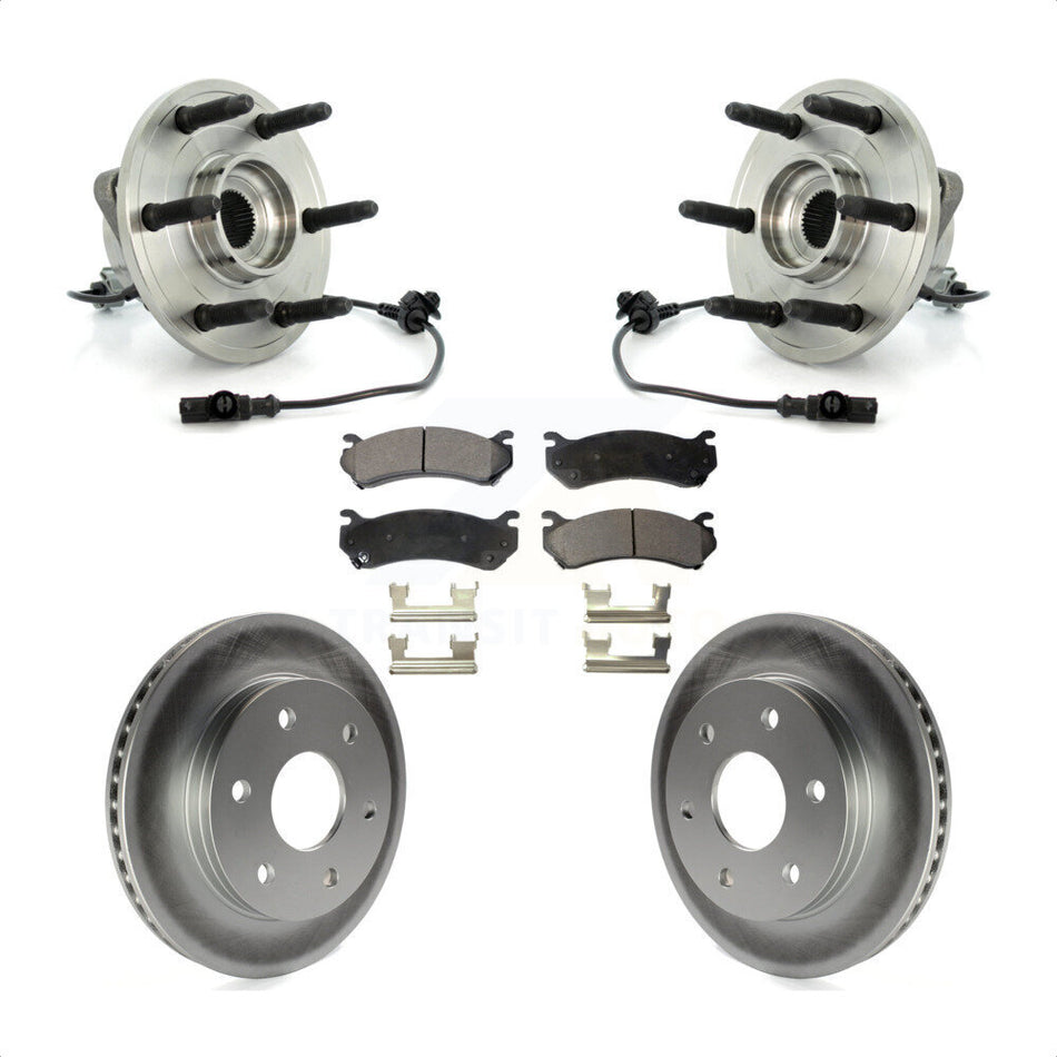 Front Hub Bearing Assembly With Coated Disc Brake Rotors And Semi-Metallic Pads Kit For 2007 Chevrolet Silverado 1500 LT LTZ with 4WD rear brakes KBB-103847