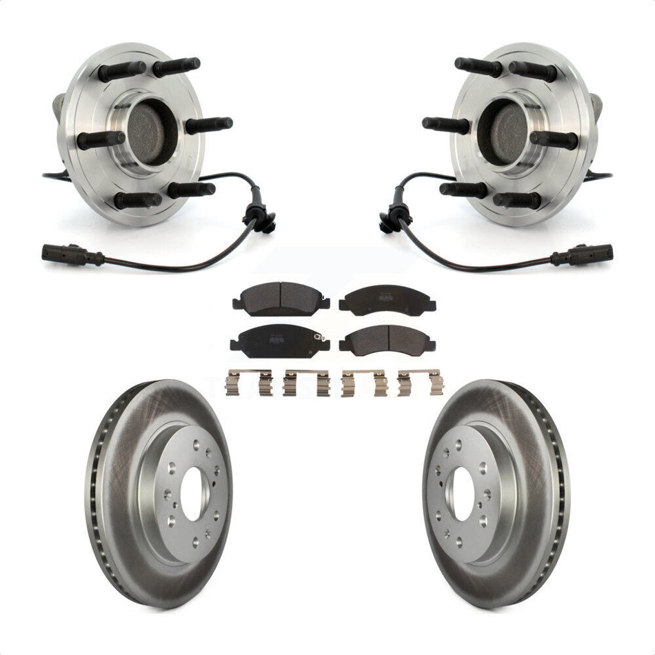 Front Hub Bearing Assembly Coated Disc Brake Rotors And Semi-Metallic Pads Kit For Chevrolet Silverado 1500 GMC Sierra Tahoe Suburban Yukon XL Avalanche Cadillac Escalade ESV KBB-103854