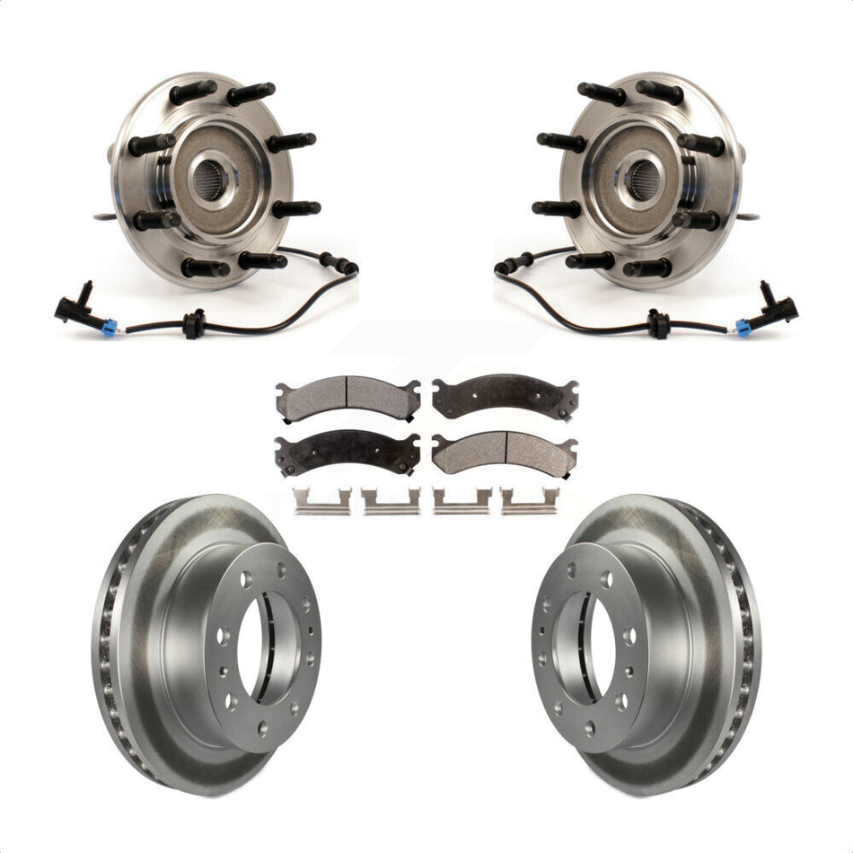 Front Hub Bearing Assembly With Coated Disc Brake Rotors And Semi-Metallic Pads Kit For Chevrolet Silverado 2500 HD GMC Sierra Suburban Hummer H2 Yukon XL KBB-103856