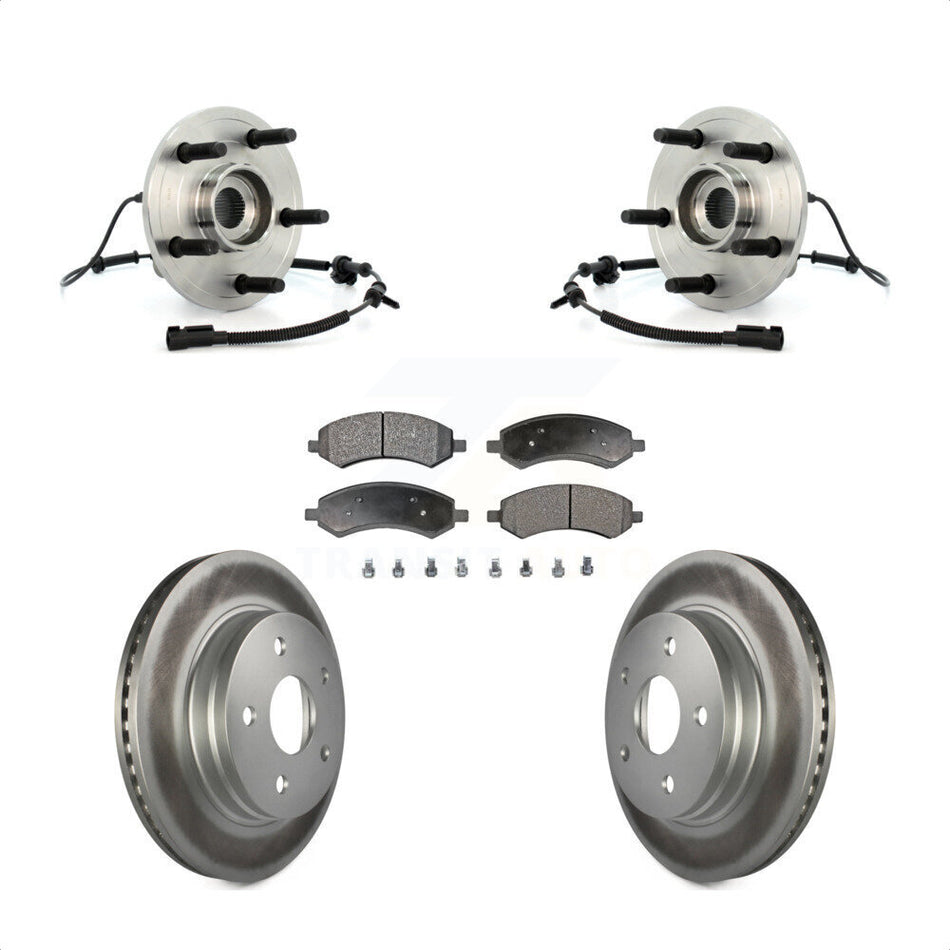Front Hub Bearing Assembly With Coated Disc Brake Rotors And Semi-Metallic Pads Kit For Dodge Ram 1500 KBB-103859