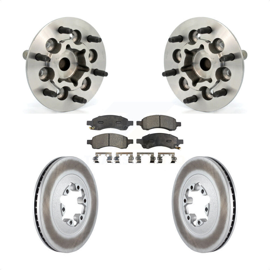 Front Hub Bearing Assembly With Coated Disc Brake Rotors And Semi-Metallic Pads Kit For Chevrolet Colorado GMC Canyon KBB-103867