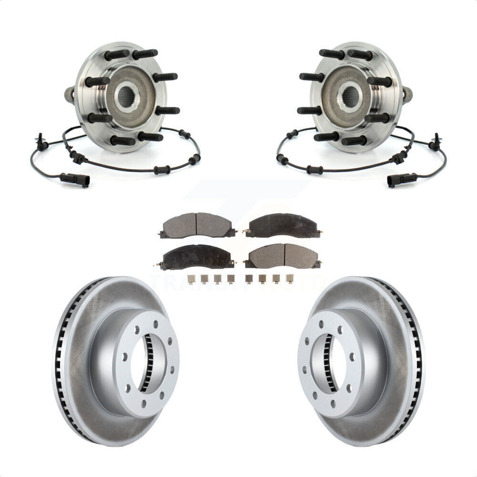 Front Hub Bearing Assembly With Coated Disc Brake Rotors And Semi-Metallic Pads Kit For Dodge Ram 2500 3500 4WD KBB-103869