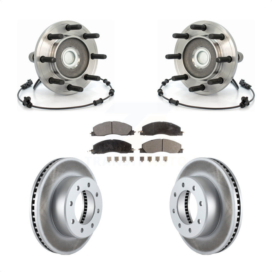 Front Hub Bearing Assembly With Coated Disc Brake Rotors And Semi-Metallic Pads Kit For Dodge Ram 2500 3500 RWD KBB-103870