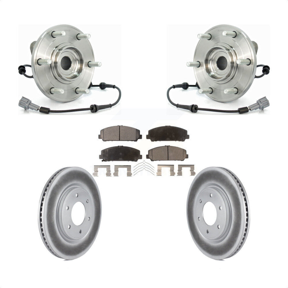 Front Hub Bearing Assembly With Coated Disc Brake Rotors And Semi-Metallic Pads Kit For Nissan Titan Armada Infiniti QX56 INFINITI TITAN KBB-103871