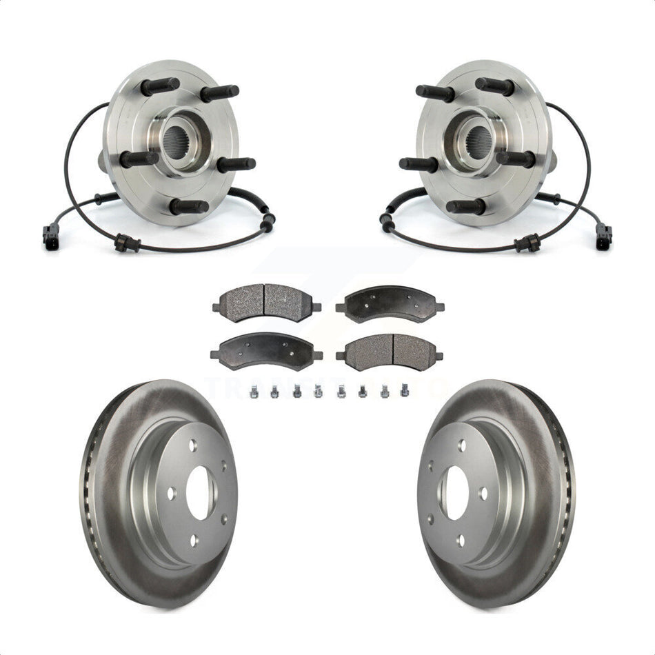 Front Hub Bearing Assembly With Coated Disc Brake Rotors And Semi-Metallic Pads Kit For Dodge Ram 1500 KBB-103872