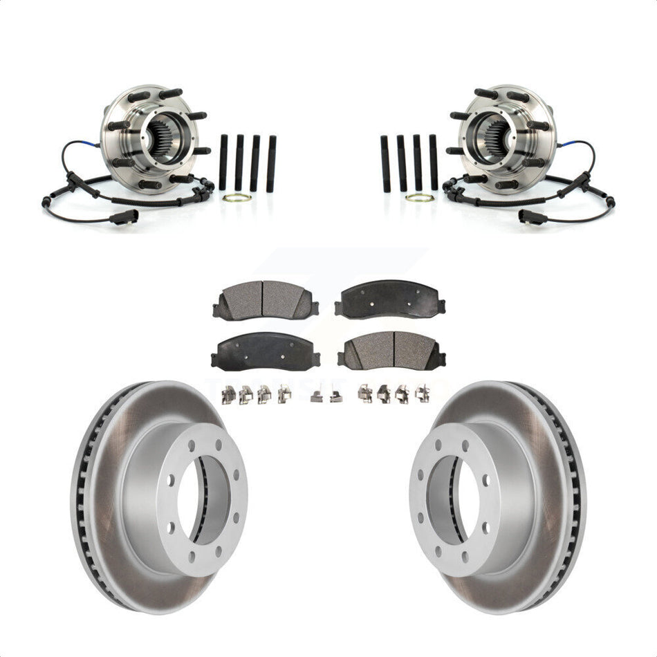 Front Hub Bearing Assembly With Coated Disc Brake Rotors And Semi-Metallic Pads Kit For 2011-2011 Ford F-250 Super Duty F-350 Single Rear Wheels 4WD KBB-103874