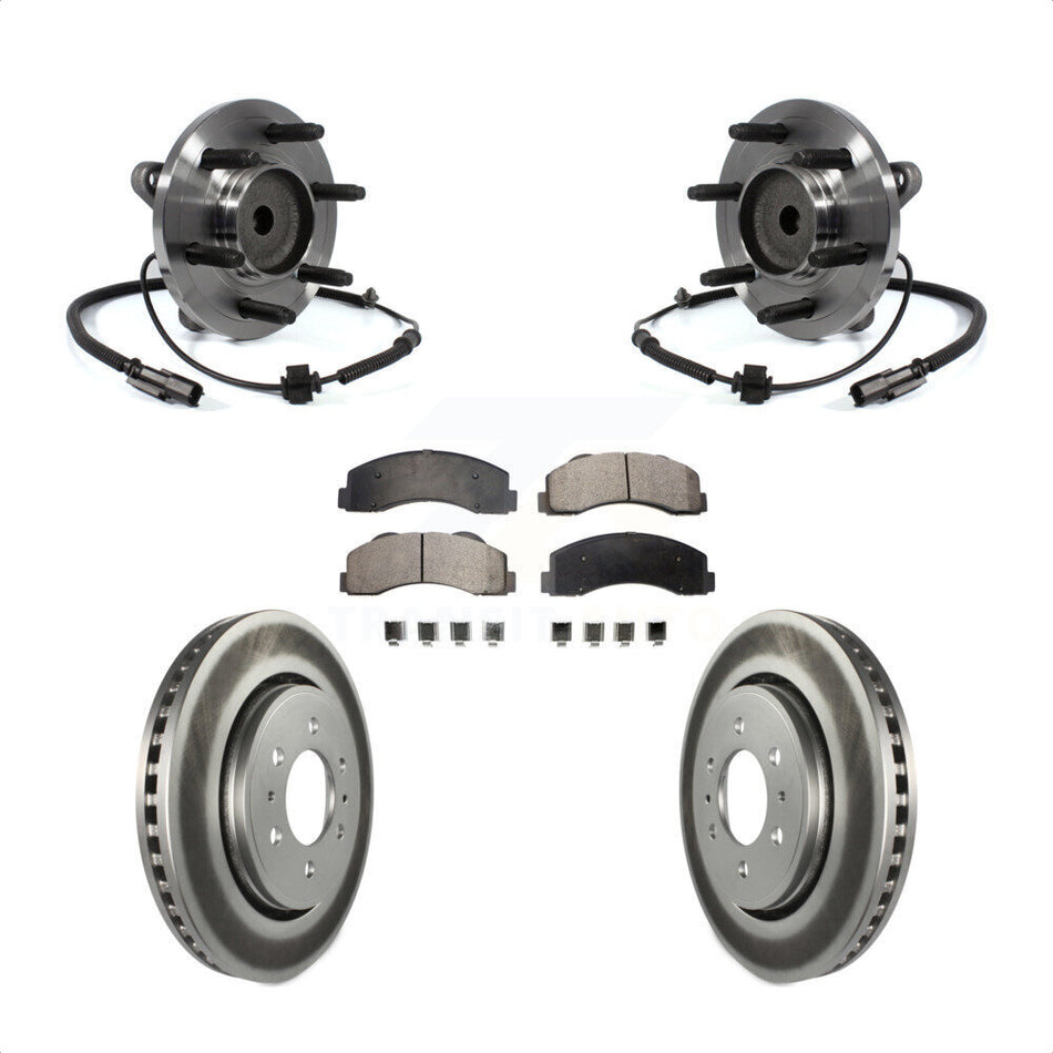 Front Hub Bearing Assembly With Coated Disc Brake Rotors And Semi-Metallic Pads Kit For 2011-2014 Ford F-150 Expedition Lincoln Navigator RWD KBB-103883