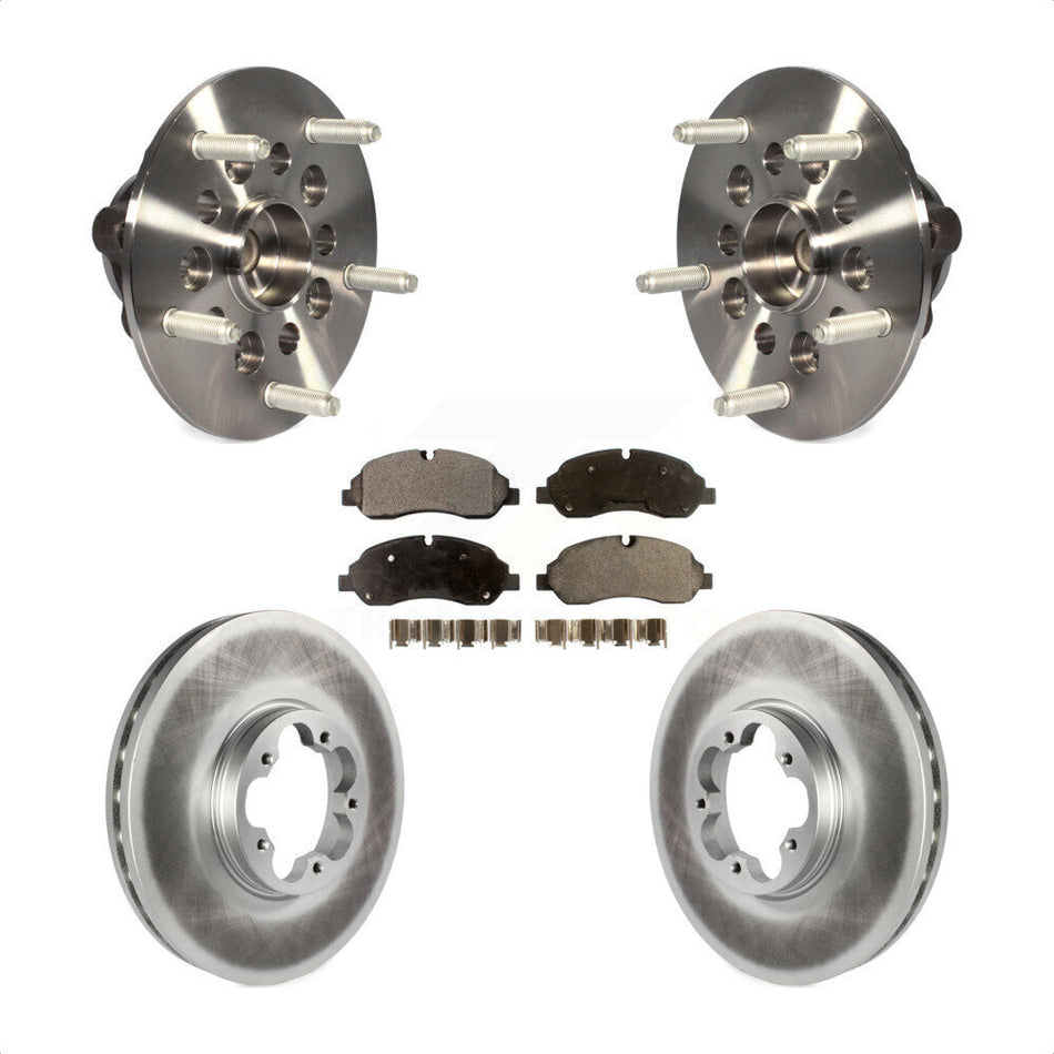 Front Hub Bearing Assembly With Coated Disc Brake Rotors And Semi-Metallic Pads Kit For Ford Transit-250 Transit-150 5 Lug Wheels Without 4600 Lb Axle KBB-103893