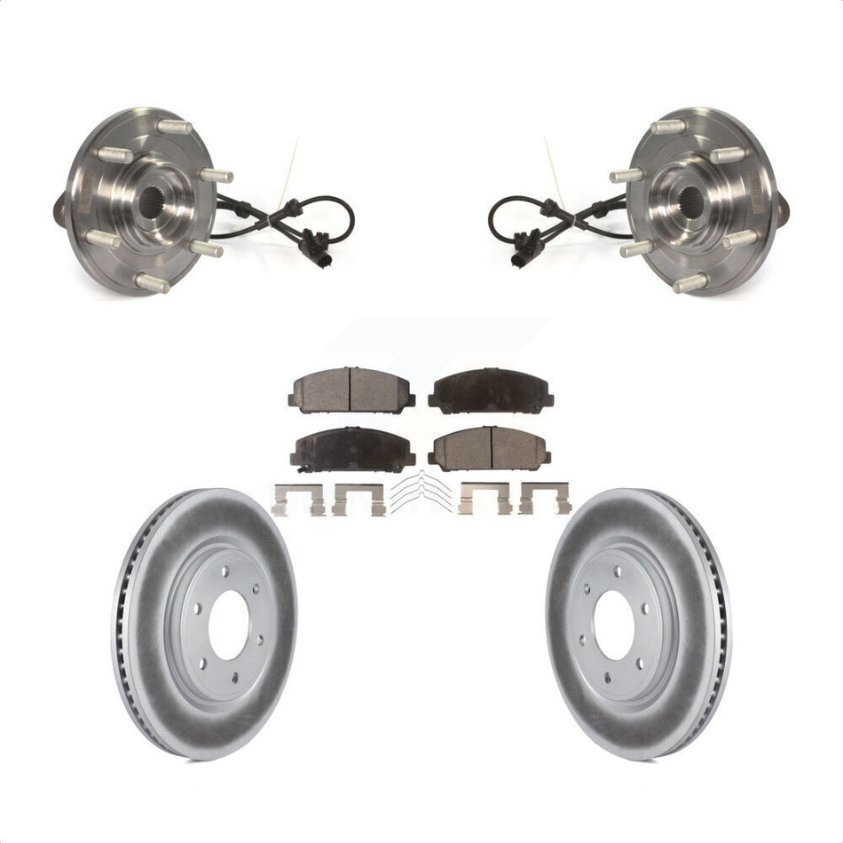 Front Hub Bearing Assembly With Coated Disc Brake Rotors And Semi-Metallic Pads Kit For Nissan Titan Armada TITAN 4WD KBB-103894