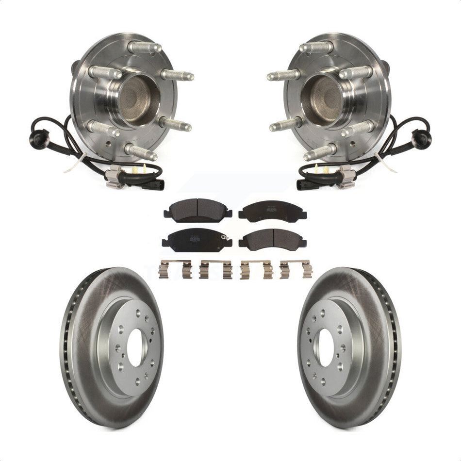 Front Hub Bearing Assembly Coated Disc Brake Rotors And Semi-Metallic Pads Kit For Chevrolet Silverado 1500 GMC Sierra Tahoe Suburban Yukon Cadillac XL Escalade ESV LD RWD KBB-103895