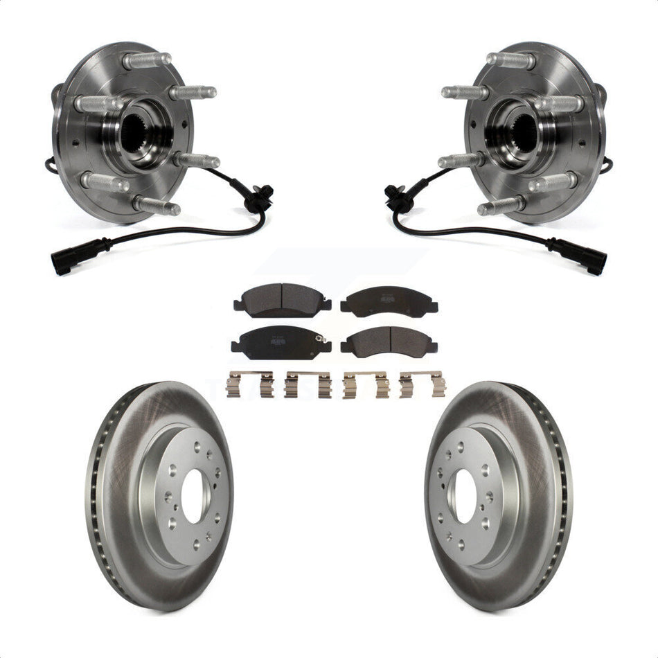Front Hub Bearing Assembly Coated Disc Brake Rotors And Semi-Metallic Pads Kit For Chevrolet Silverado 1500 GMC Sierra Tahoe Suburban Yukon Cadillac XL Escalade ESV LD 4WD KBB-103897