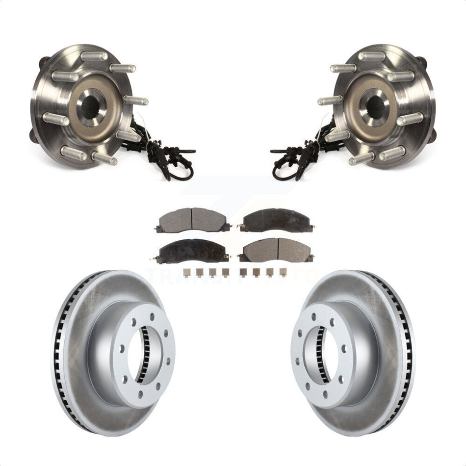 Front Hub Bearing Assembly With Coated Disc Brake Rotors And Semi-Metallic Pads Kit For Ram 2500 3500 KBB-103899
