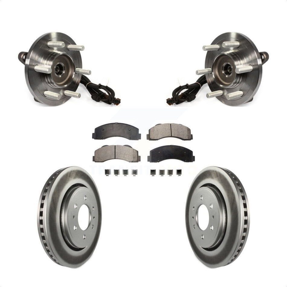 Front Hub Bearing Assembly With Coated Disc Brake Rotors And Semi-Metallic Pads Kit For 2015-2017 Ford F-150 4WD KBB-103901