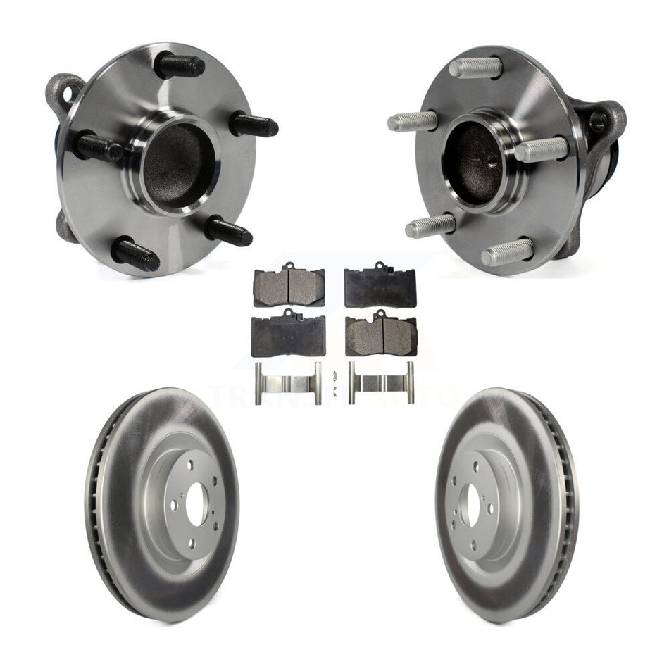 Front Hub Bearing Assembly With Coated Disc Brake Rotors And Semi-Metallic Pads Kit (5Pc) For Lexus IS350 GS350 GS450h GS460 KBB-103908