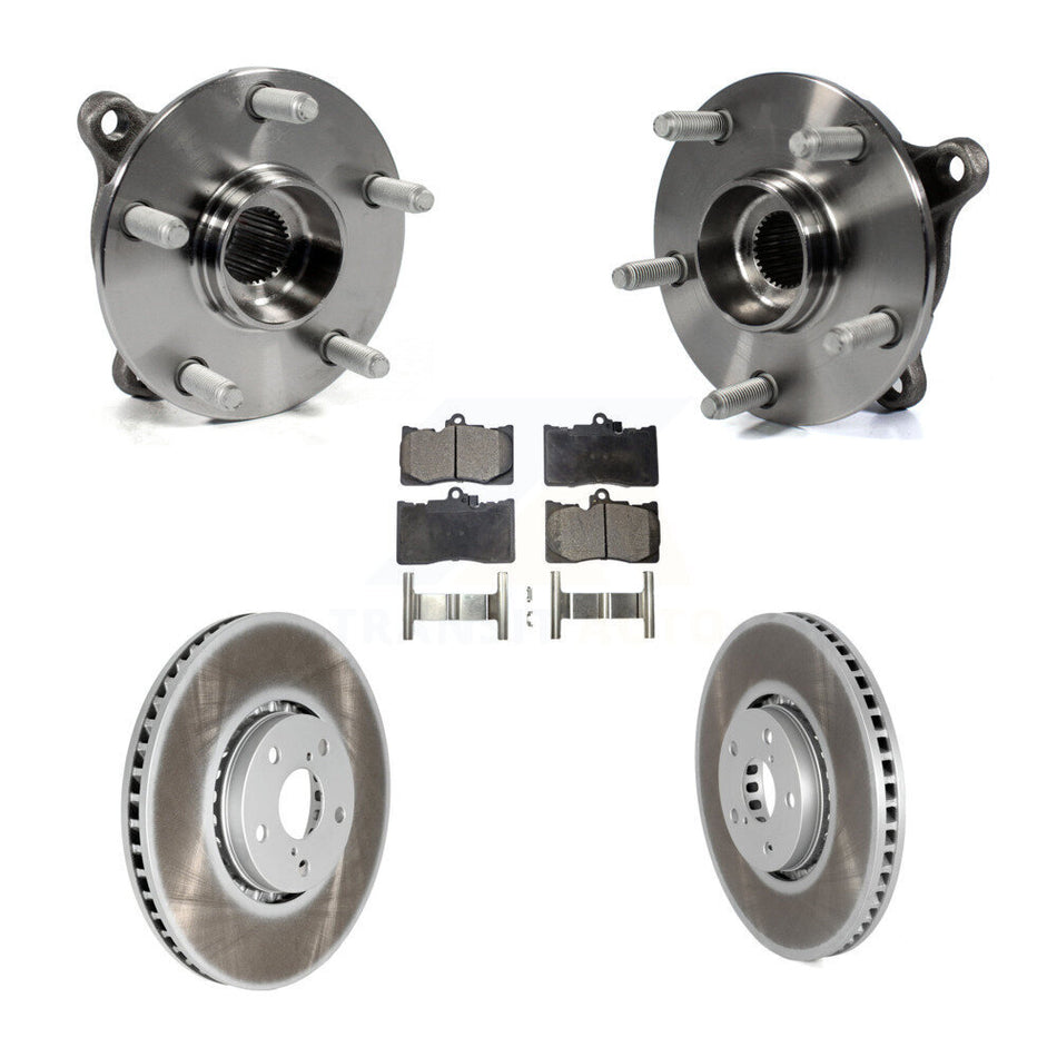 Front Hub Bearing Assembly With Coated Disc Brake Rotors And Semi-Metallic Pads Kit (5Pc) For Lexus IS350 Vehicles Built Canadian Market KBB-103909
