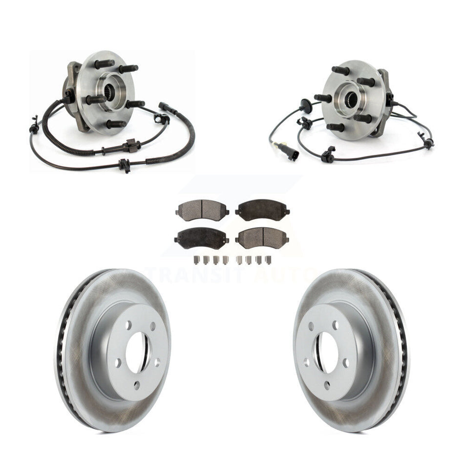 Front Hub Bearing Assembly With Coated Disc Brake Rotors And Semi-Metallic Pads Kit For Jeep Liberty KBB-103913
